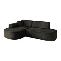 ECKSOFA Ottomane Links MARI-L1-v3 - 243x171x83 cm Schwarz Velours - Schwarz, Holzwerkstoff/Kunststoff (243/171cm) - ALTDECOR