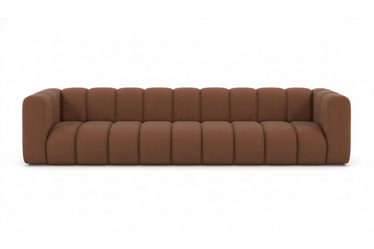 COUCH, Fünfsitzer-Sofa Grand, Veloursstoff Salvador, Dunkelbraun - Dunkelbraun, Holz (314/70/87cm) - Kaiser Möbel