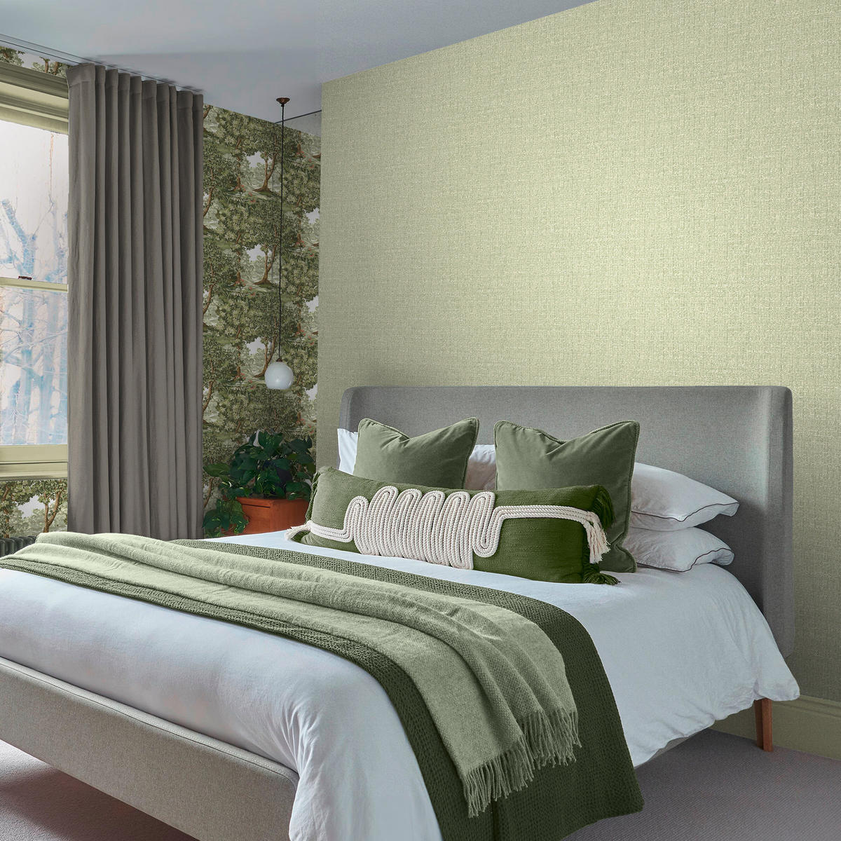 VLIESTAPETE Albion Textur Salbei - Grün, Papier/Kunststoff (52/1000cm) - Graham & Brown