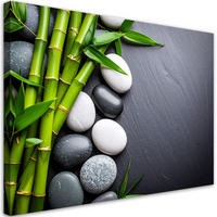 LEINWANDBILD Zen-Steine Bambus 90x60cm - Grau, Textil (90/60cm) - Feeby