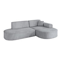 ECKSOFA Ottomane Rechts MARI-L1 - 243x171x79 cm Grau Velours - Schwarz/Grau, Holzwerkstoff/Kunststoff (171/243cm) - ALTDECOR