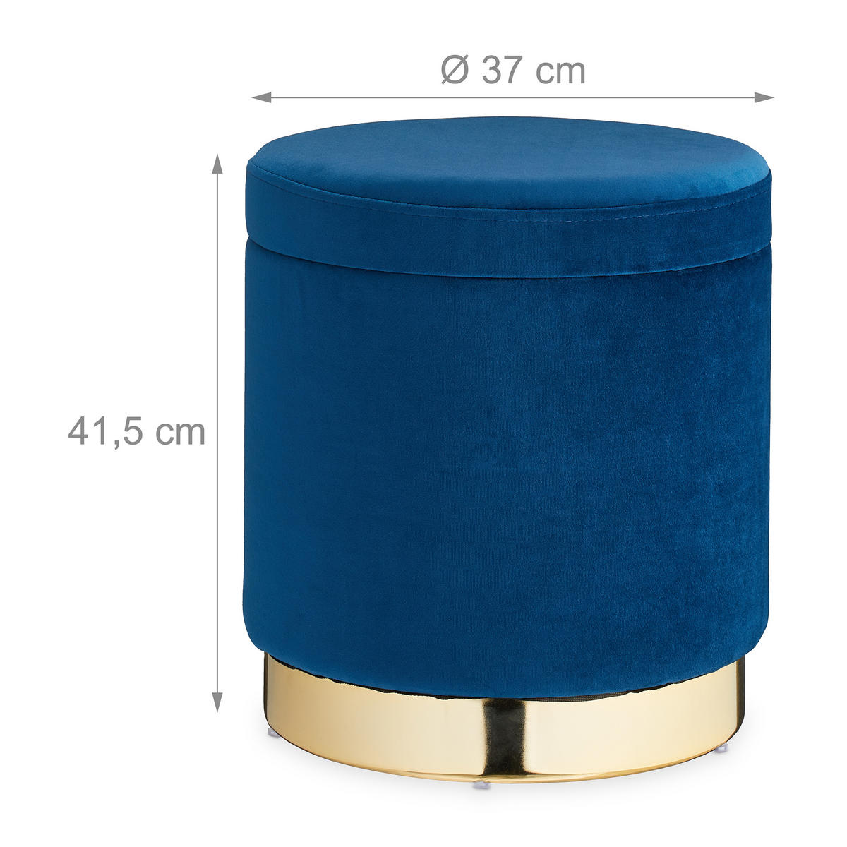 SAMTHOCKER - Dunkelblau, Wellpappe/Textil (37/41.5/37cm) - Relaxdays
