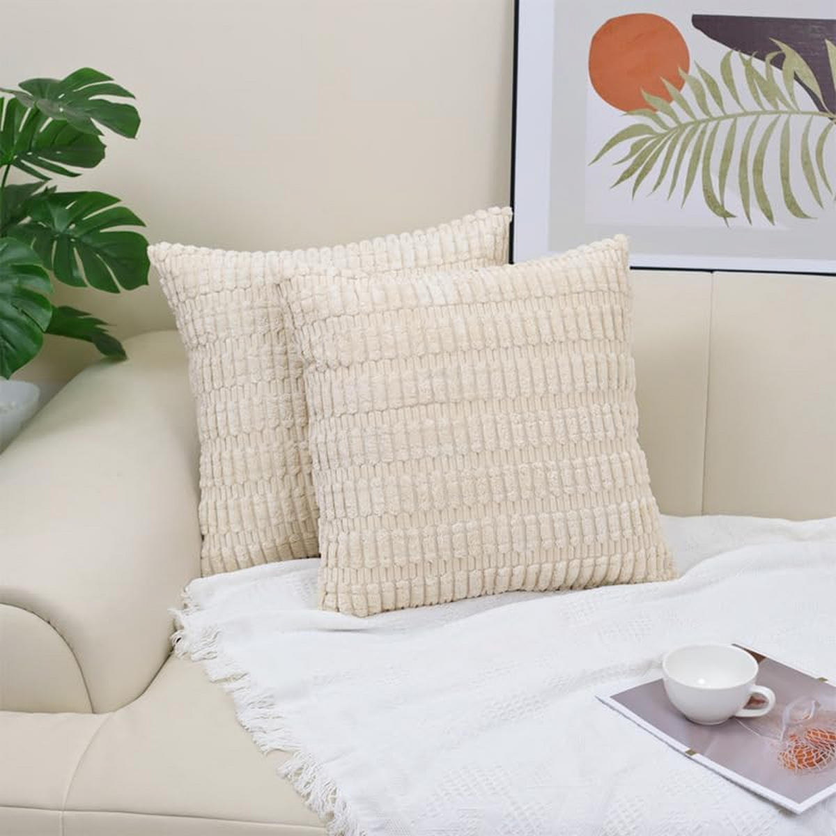 KISSENBEZUG – ohne Füllung – weiß – 45 x 45 cm – 2 Stück - Weiß, Textil (45/45cm)