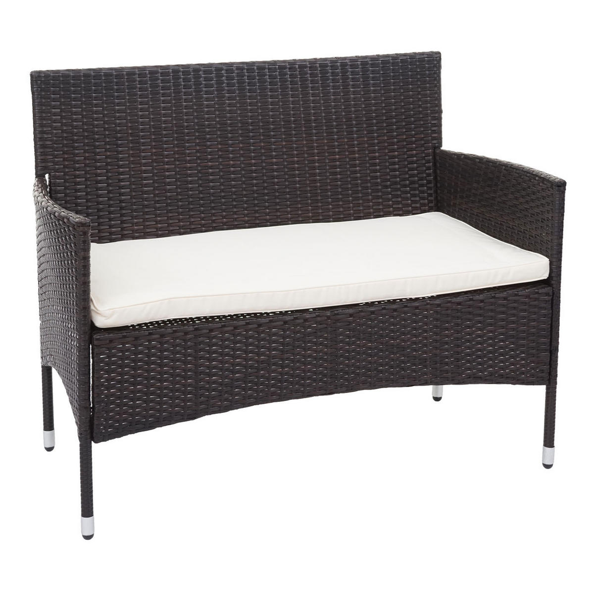 POLY-RATTAN GARNITUR Braun, Cremeweiß - Braun/Weiß, Kunststoff - MCW