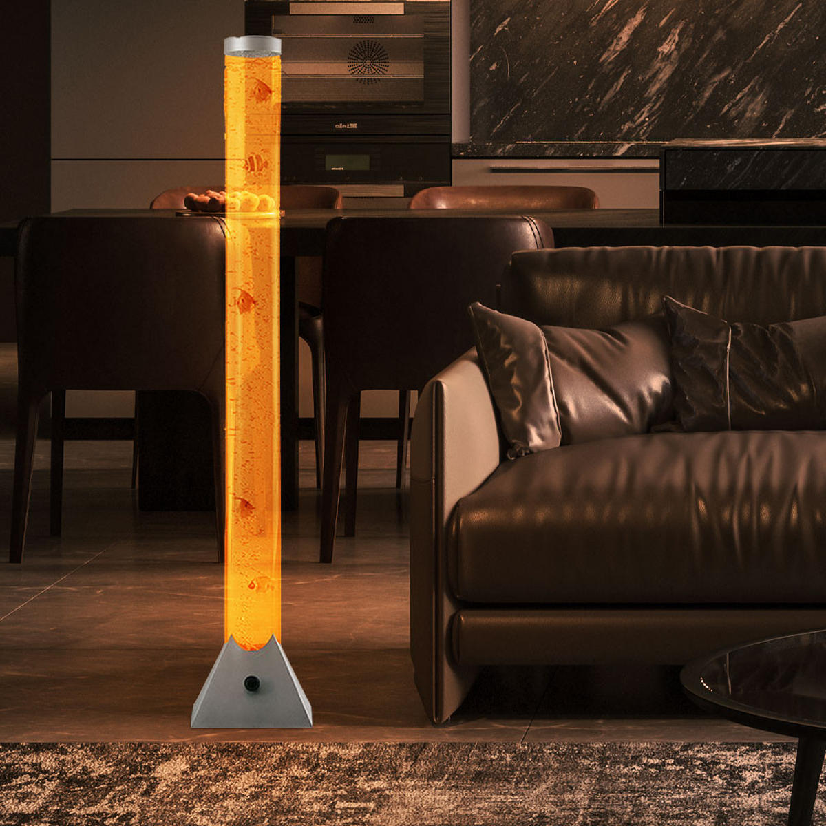 LED STEHLEUCHTE MOTION Silber Metall - Silberfarben, Kunststoff (10/10/130cm) - Globo Lighting