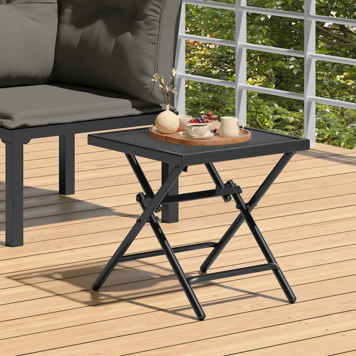 GARTENTISCH Klappbar Anthrazit 38/38/38 Cm Stahlgitter - Anthrazit, Metall (38/38/38cm) - vidaXL