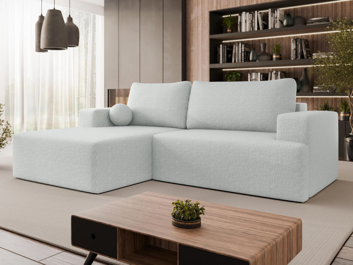 ECKSOFA Mivo, Seite: Links - Hellgrau/Schwarz, Holz/Kunststoff (266/163cm) - MIRJAN24