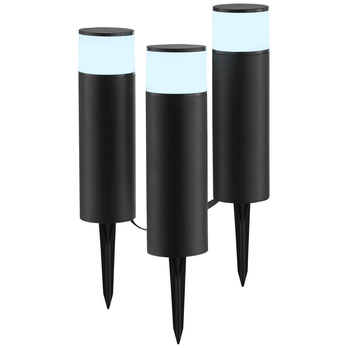 LED AUßENLEUCHTE Dody Schwarz/Weiß 7,6/7,6/38,8 cm - Multicolor, Kunststoff (7.6/7.6/38.8cm) - Brilliant