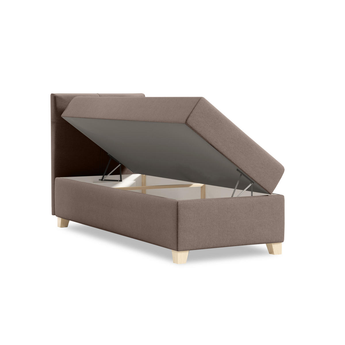 BOXBETT Einzelbett Anter Mini 70x200 cm, Braun - Braun, Textil (70/200cm) - Meblito