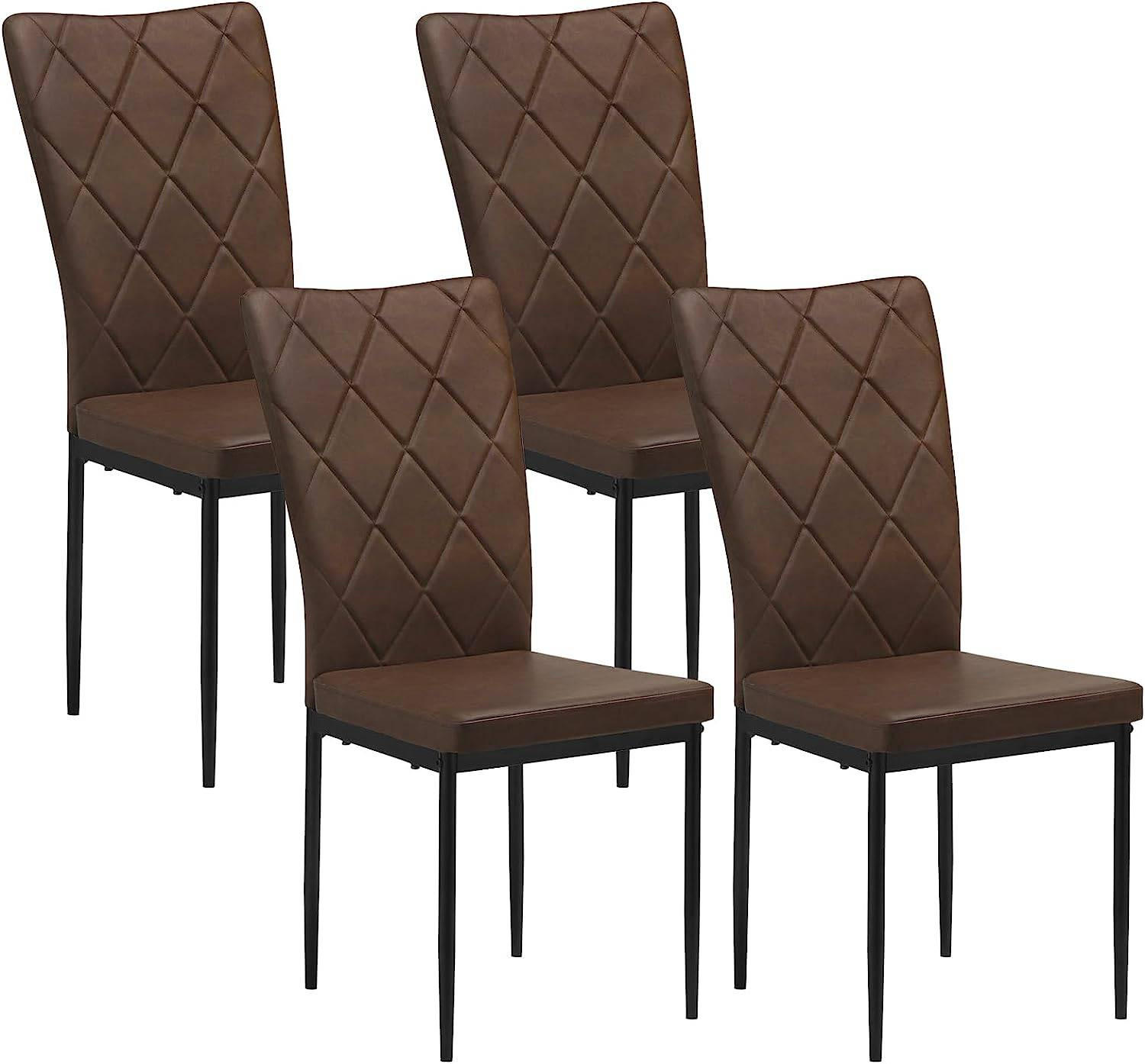 ESSZIMMERSTUHL 4er Set, Kunstleder, Dunkelbraun - Dunkelbraun/Schwarz, Kunststoff/Metall (42.5/94.5/59cm) - Woltu
