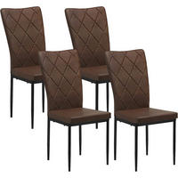 ESSZIMMERSTUHL 4er Set, Kunstleder, Dunkelbraun - Dunkelbraun/Schwarz, Kunststoff/Metall (42.5/94.5/59cm) - Woltu