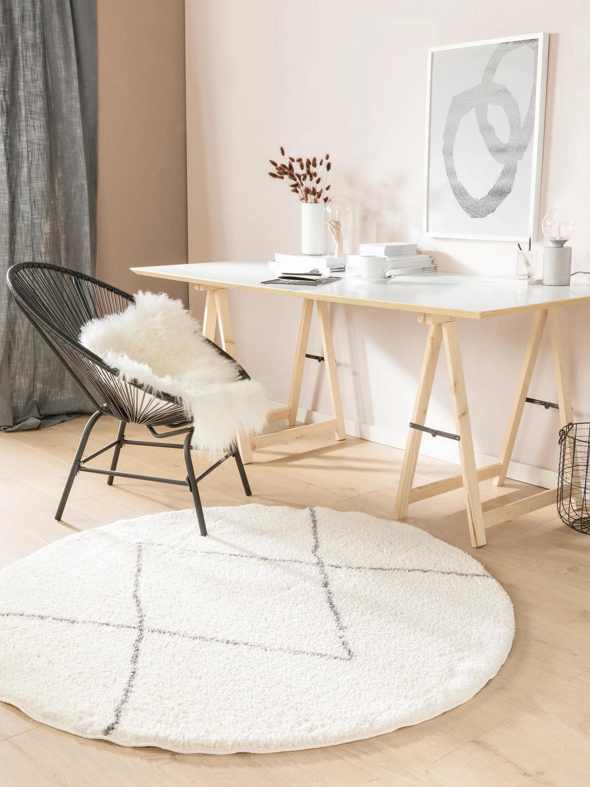 HOCHFLORTEPPICH rund Benno Cream ø 160 cm rund - Creme, Textil (160/160cm) - benuta Nest