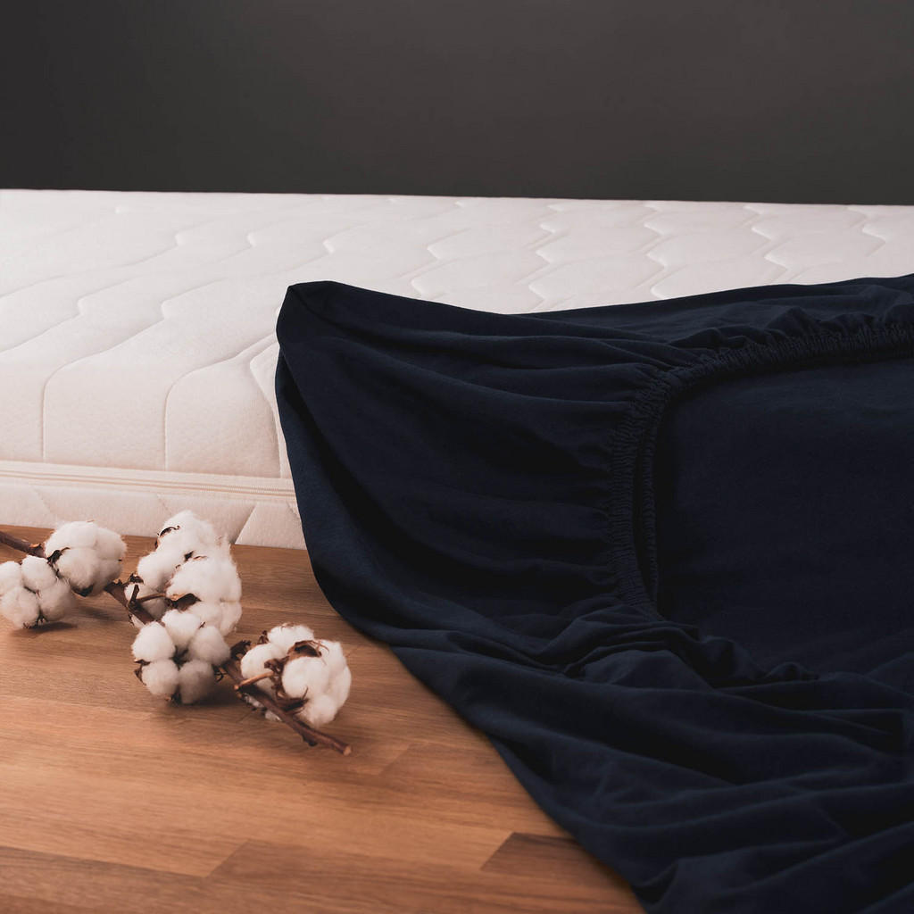 Thumbnail - Blumtal Spannbettlaken, Dunkelblau, Textil, Uni, 180x200 cm, Oeko-Tex® Standard 100, Schlaftextilien, Bettwäsche, Bettla...