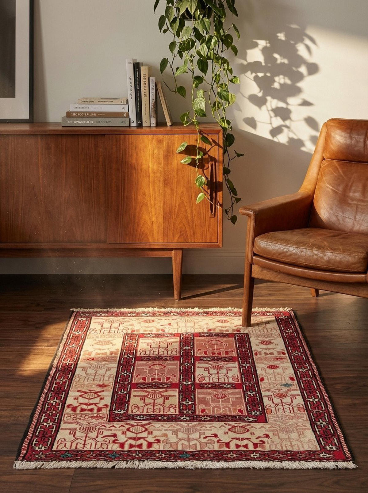HANDWEBTEPPICH Sumak Shahsavan Beige 89/69 cm Schurwolle - Beige, Textil (69/89cm) - Looma