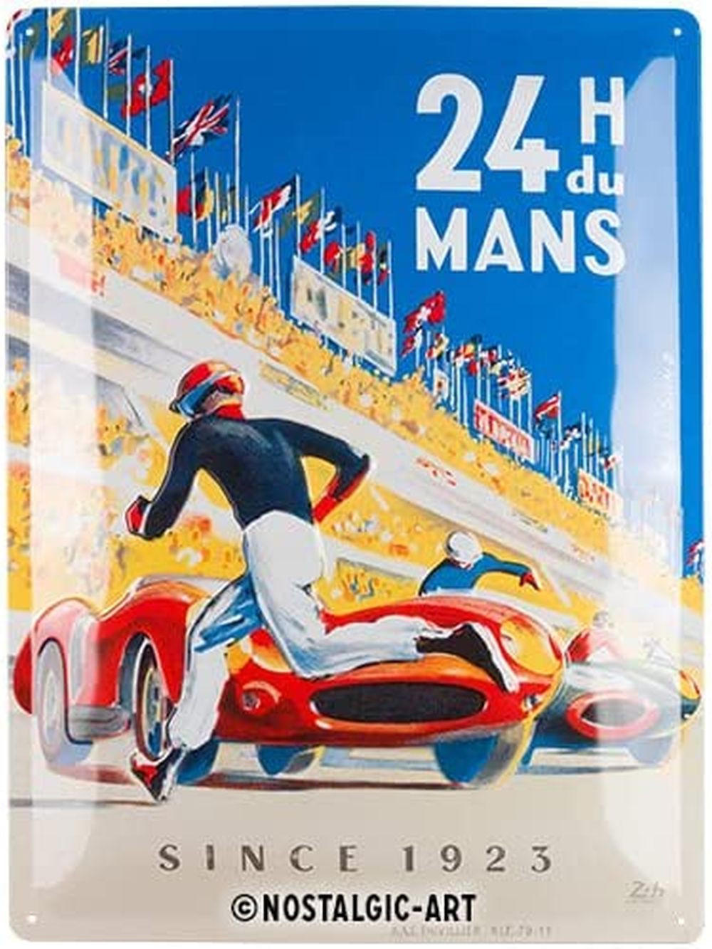BLECHSCHILD 30/40 cm 24h Le Mans Racing Poster Blue - Multicolor, Metall (30/40/0.2cm) - Nostalgic-Art