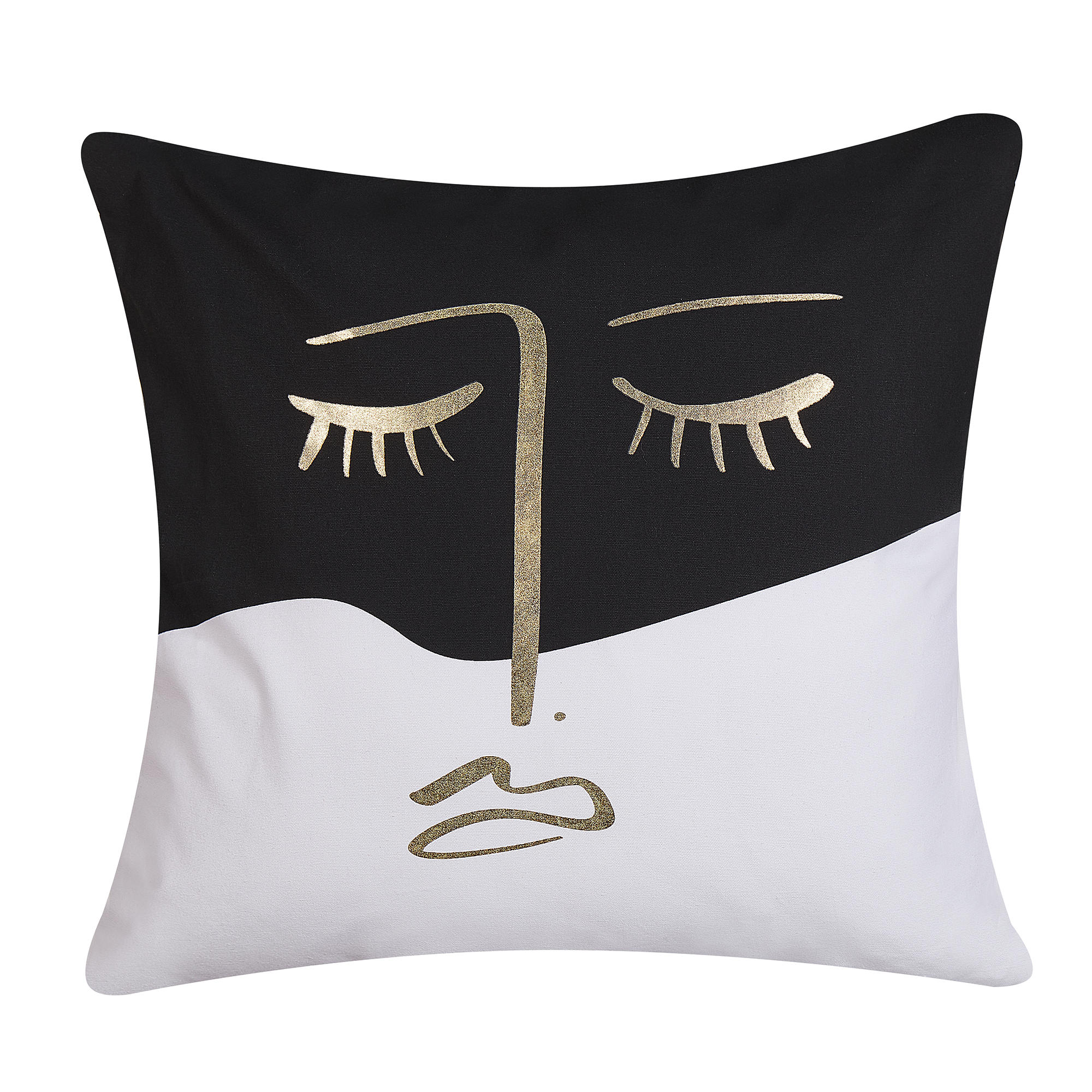 DEKOKISSEN Schwarz-Weiß 45/45 cm Abelia - Schwarz, Naturmaterialen/Textil (45/45cm) - Beliani