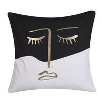 DEKOKISSEN Schwarz-Weiß 45/45 cm Abelia - Schwarz, Naturmaterialen/Textil (45/45cm) - Beliani