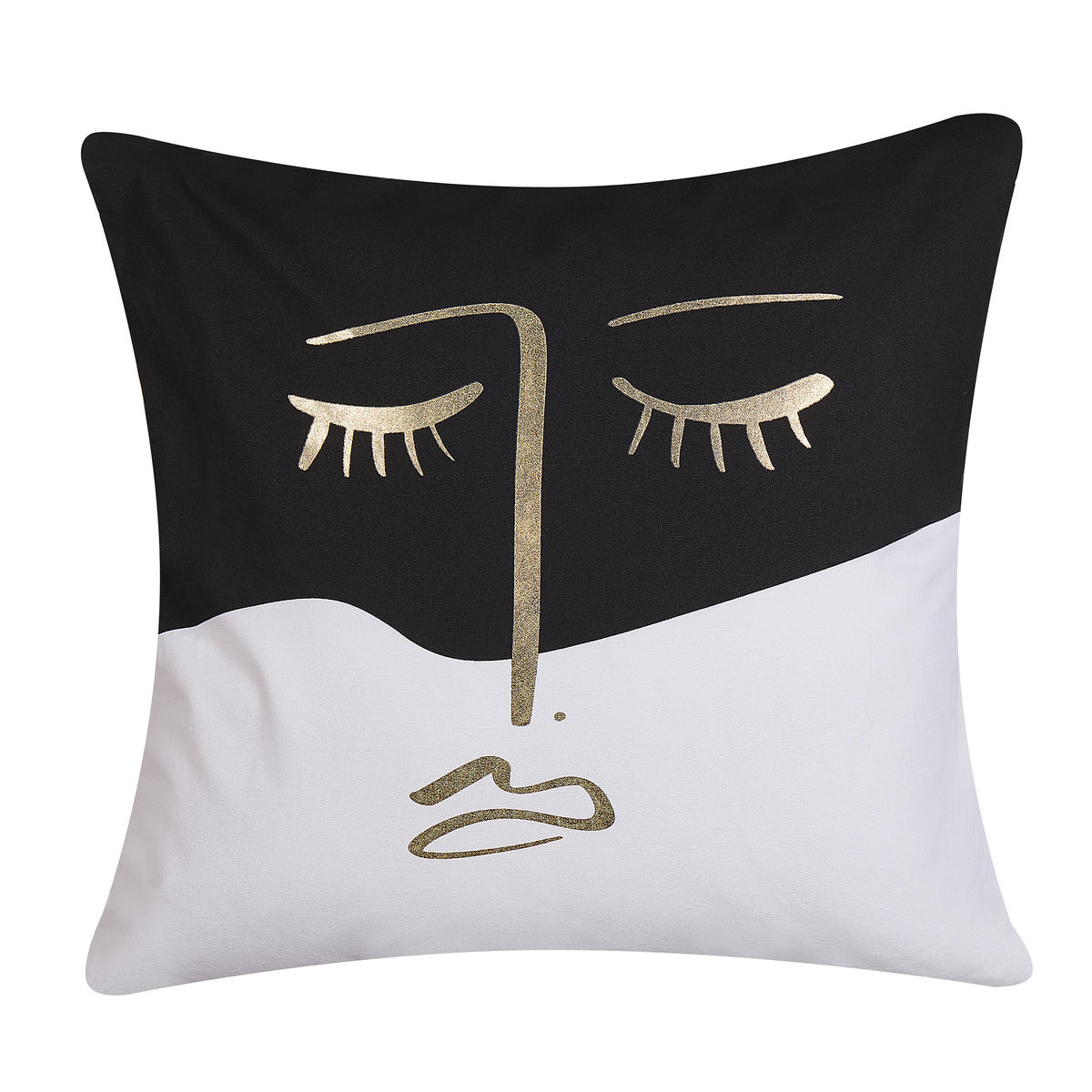DEKOKISSEN Schwarz-Weiß 45/45 cm Abelia - Schwarz, Naturmaterialen/Textil (45/45cm) - Beliani