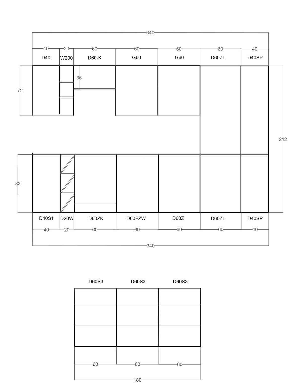 INSELKÜCHE 340 cm - Velmora KÜ-AS-011 - in Grau / Hochglanz - Grau, Holz (340/212/58cm) - ROYAL24_MARKT