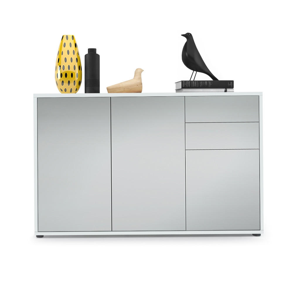 KOMMODE Ben Front in Hellgrau Seidenmatt - Greige, Holzwerkstoff (117/74/36cm) - Vladon