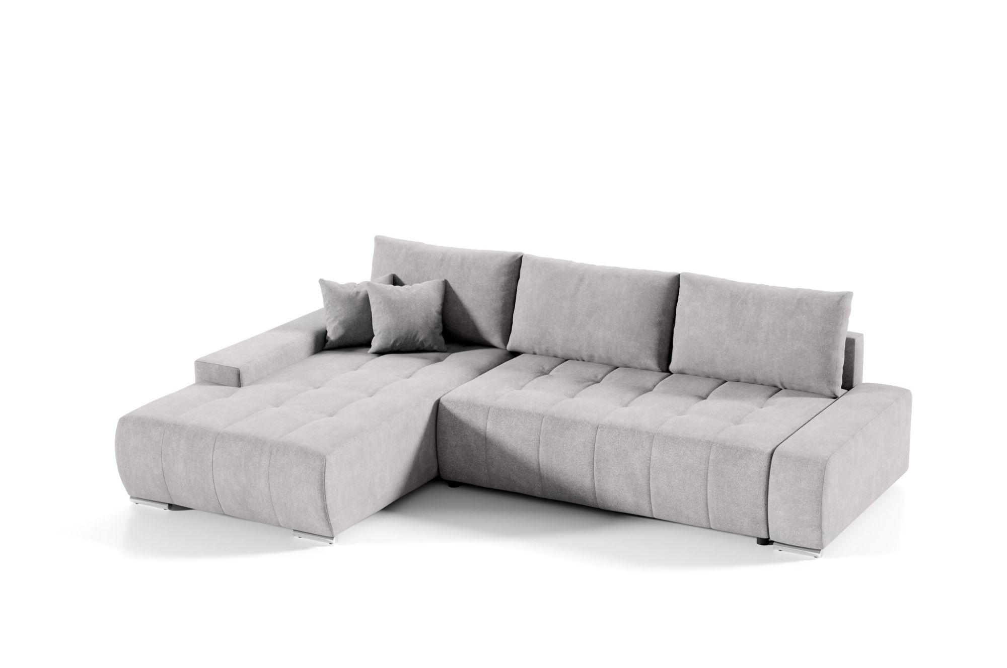 ECKSOFA Vogar In Aston - Silberfarben, Holzwerkstoff/Textil (265/185cm) - Fun Möbel
