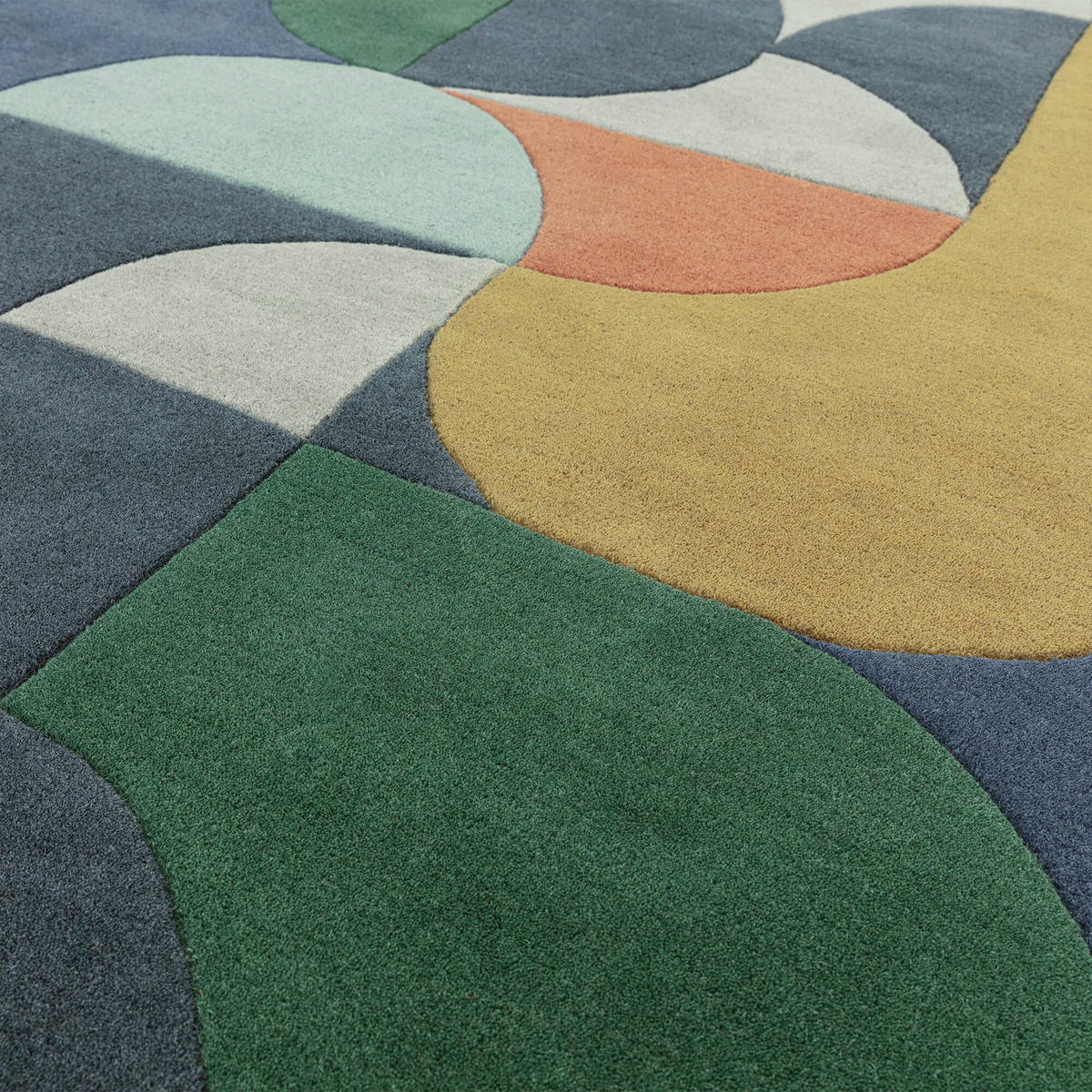 TEPPICH Schurwolle handgetuftet geometrisch HULL-Beverley, Dunkelblau 200x300 cm - Dunkelblau, Textil (200/300cm) - KADIMA DESIGN