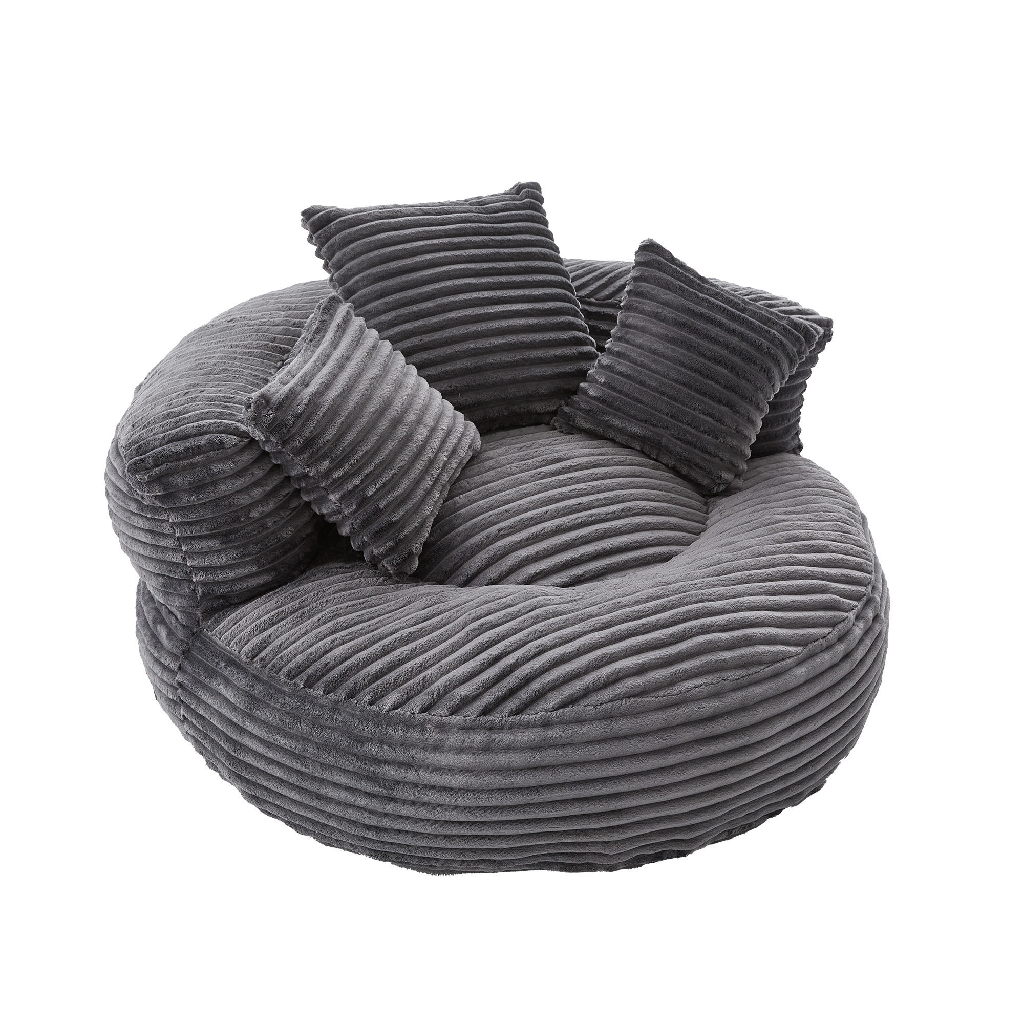SITZSACK 1-Sitzer 108/108/52 cm in Grau aus Cord - Grau, Textil (108/52/108cm) - CHICFURN