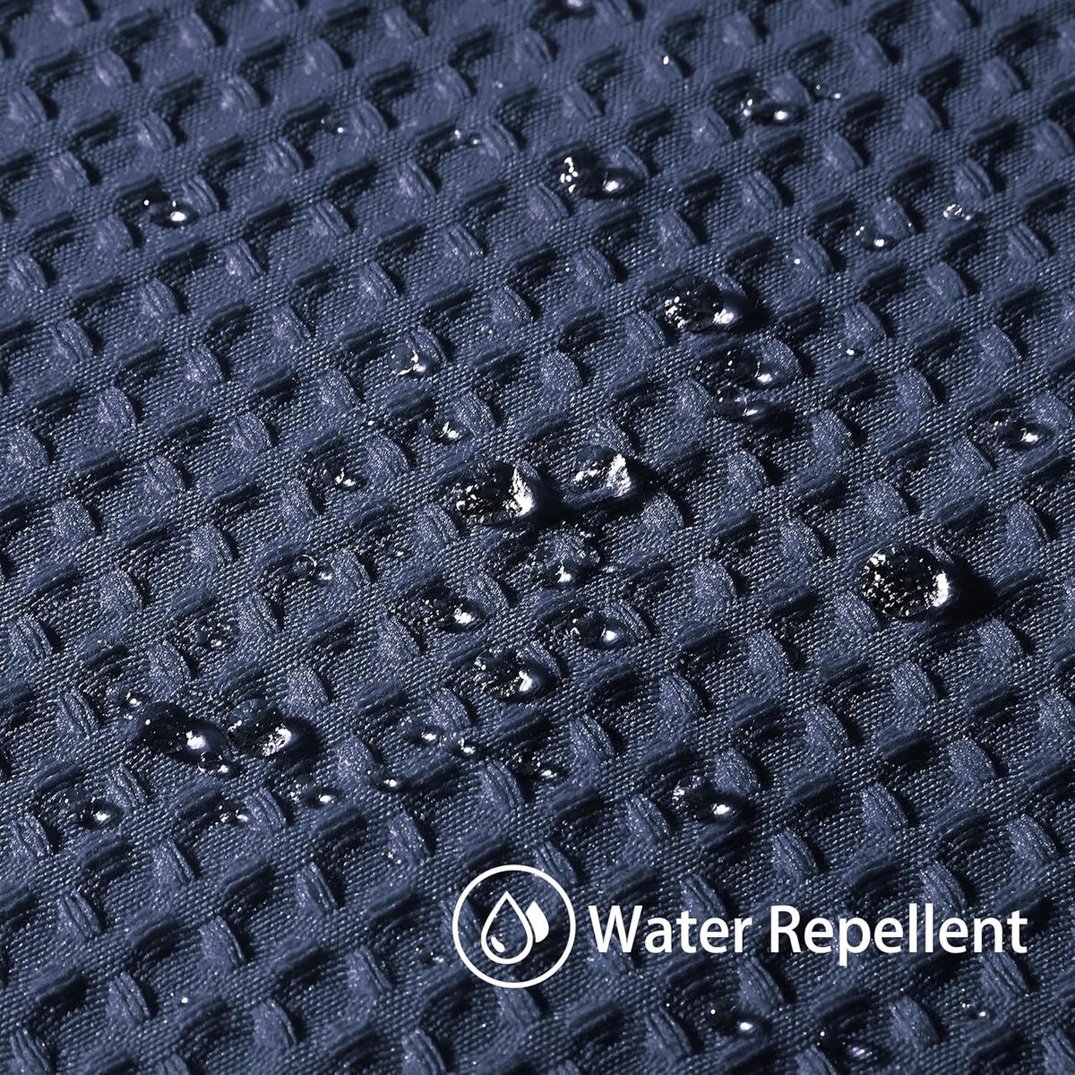 DUSCHVORHANG Marineblau Waffelstruktur Polyester wasserdicht schimmelresistent mit Ringen - Blau, Textil (198/182cm) - MCBOSON
