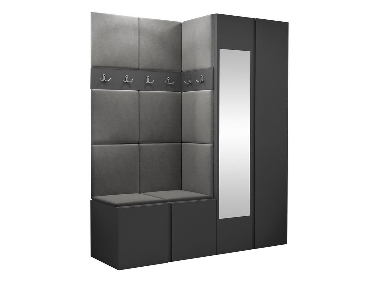 GARDEROBEN-SET Orion XII - Graphitfarben/Grau, Holzwerkstoff/Kunststoff (158/186/46cm) - MIRJAN24