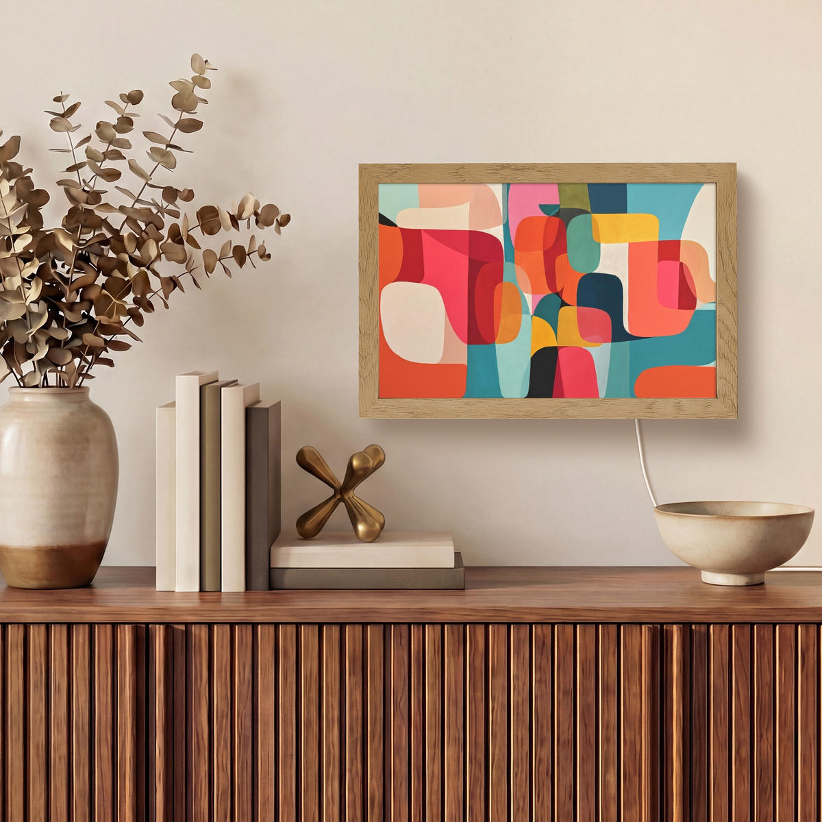 NÁSTĚNNÁ LAMPA Tvary - barevné - abstraktní - letadla 30x20 cm - různobarevná, kompozitní dřevo (30/20/8cm) - OnlyWow