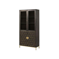 VITRINE Mango 99x40x200 grau geölt DIAMOND #115 - Grau, Holz (99/200/40cm) - Massivmoebel24