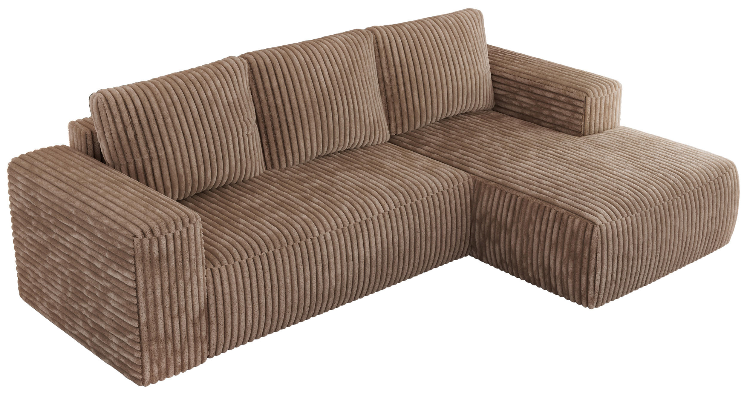 ECKSOFA TRENTINO L Braun Cord - Rechts - Schwarz/Braun, Textil (164/266cm) - MKS