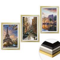 WANDBILDER 3er Set - 40x60 cm Goldrahmen - Eiffelturm Venedig Amsterdamer Kanäle - Goldfarben, Kunststoff (40/60cm) - ArtPrintCave