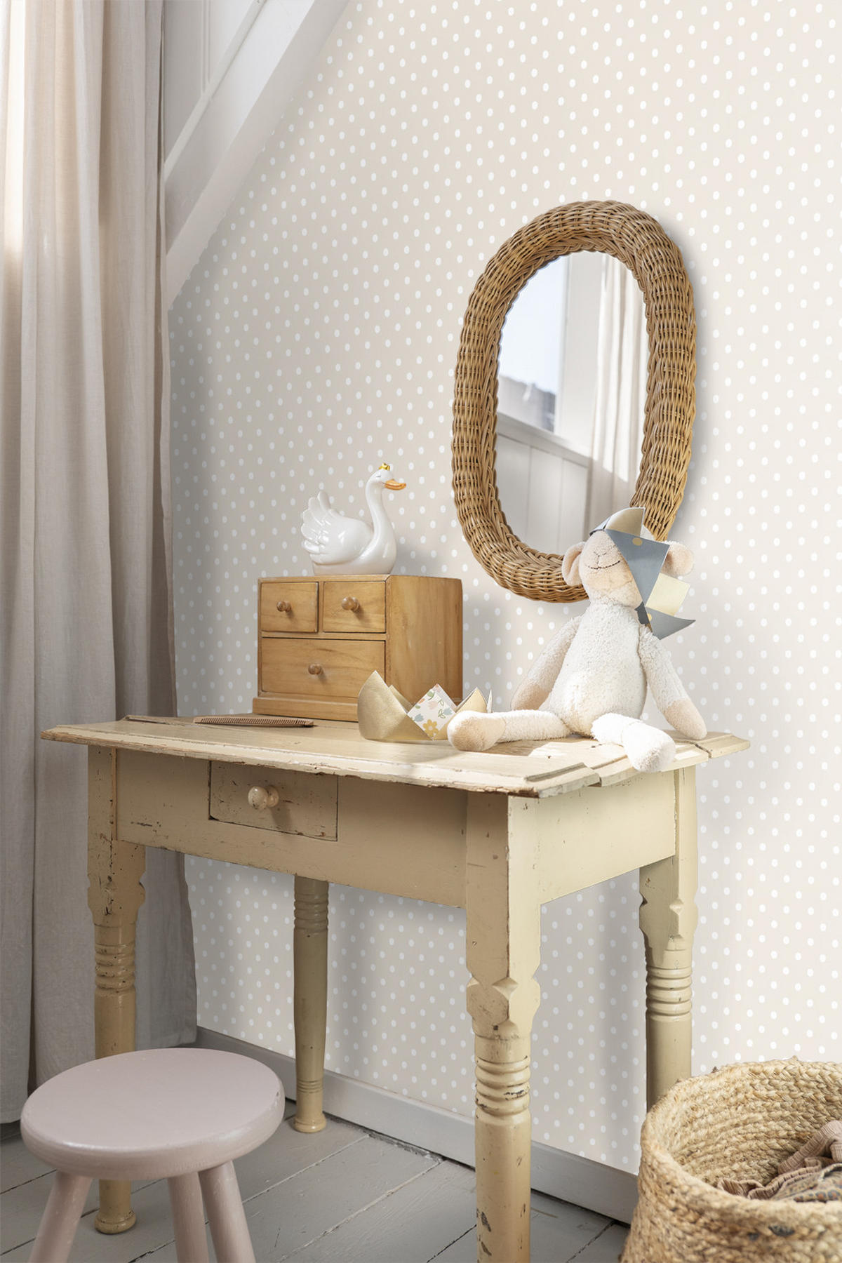 TAPETE Punkte 53 cm x 10.05 m - Beige, Papier (53/0.1cm) - Origin Wallcoverings