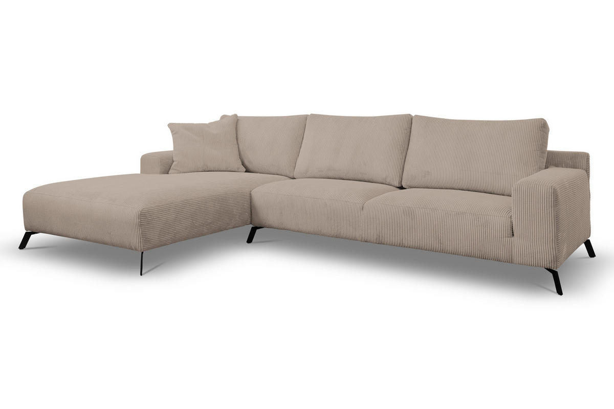 ECKSOFA Aspen in L-Form, Coach Farbe: Braun, Cordstoff, Ottomane Links - Braun, Textil (187/312cm) - VENASI MÖBEL