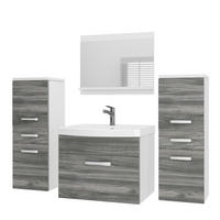 BADMÖBEL Badezimmer SET PRI M4, Glamour Holz Matt, 120 cm - Silberfarben, Holz (38.7/113.5/120cm) - B BELINI GROUP