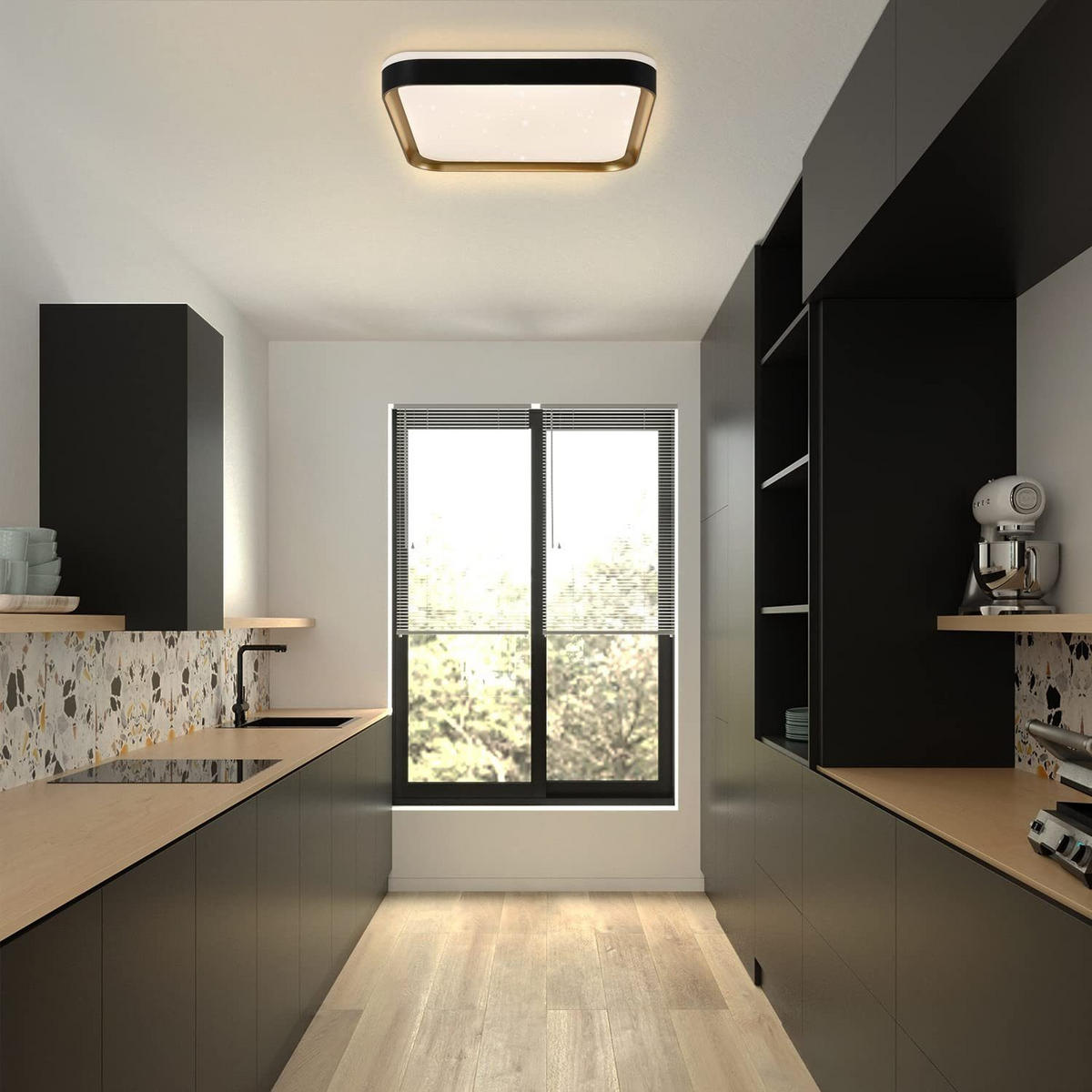 LED-DECKENLEUCHTE Zara 30/30/6 cm - Schwarz, Kunststoff (30/30/6cm) - Nettlife