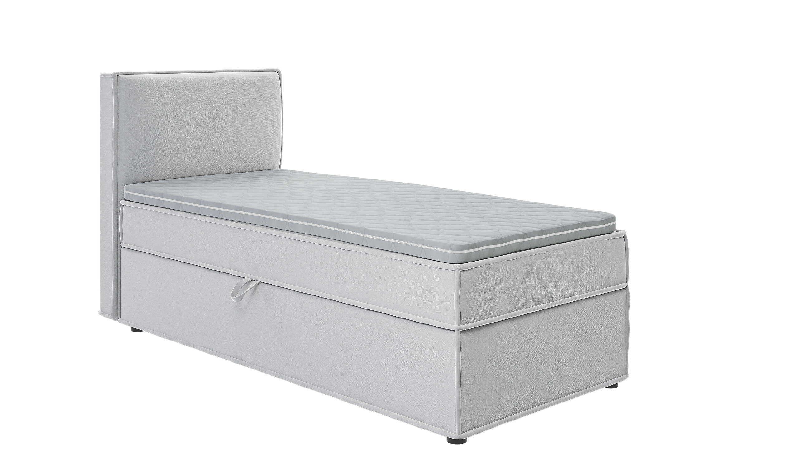 BOXBETT Eclipse 90/200 cm Silber Luxusmicrofaser - Silberfarben/Schwarz, Holz/Kunststoff (90/200cm) - S-Style Möbel