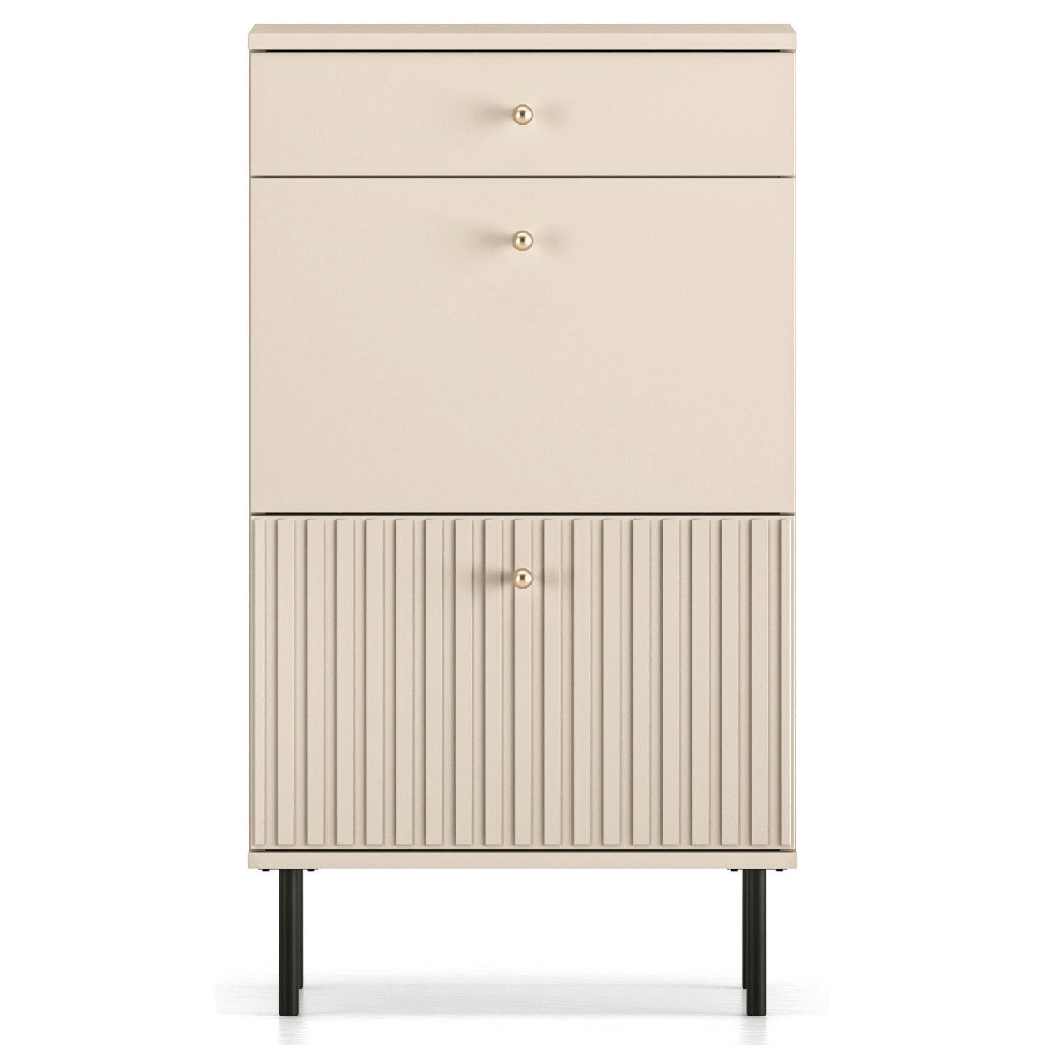 SCHUHSCHRANK Caletto Beige 55 cm - Beige/Goldfarben, Holzwerkstoff/Metall (55/98/34cm) - Selsey
