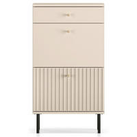 SCHUHSCHRANK Caletto Beige 55 cm - Beige/Goldfarben, Holzwerkstoff/Metall (55/98/34cm) - Selsey