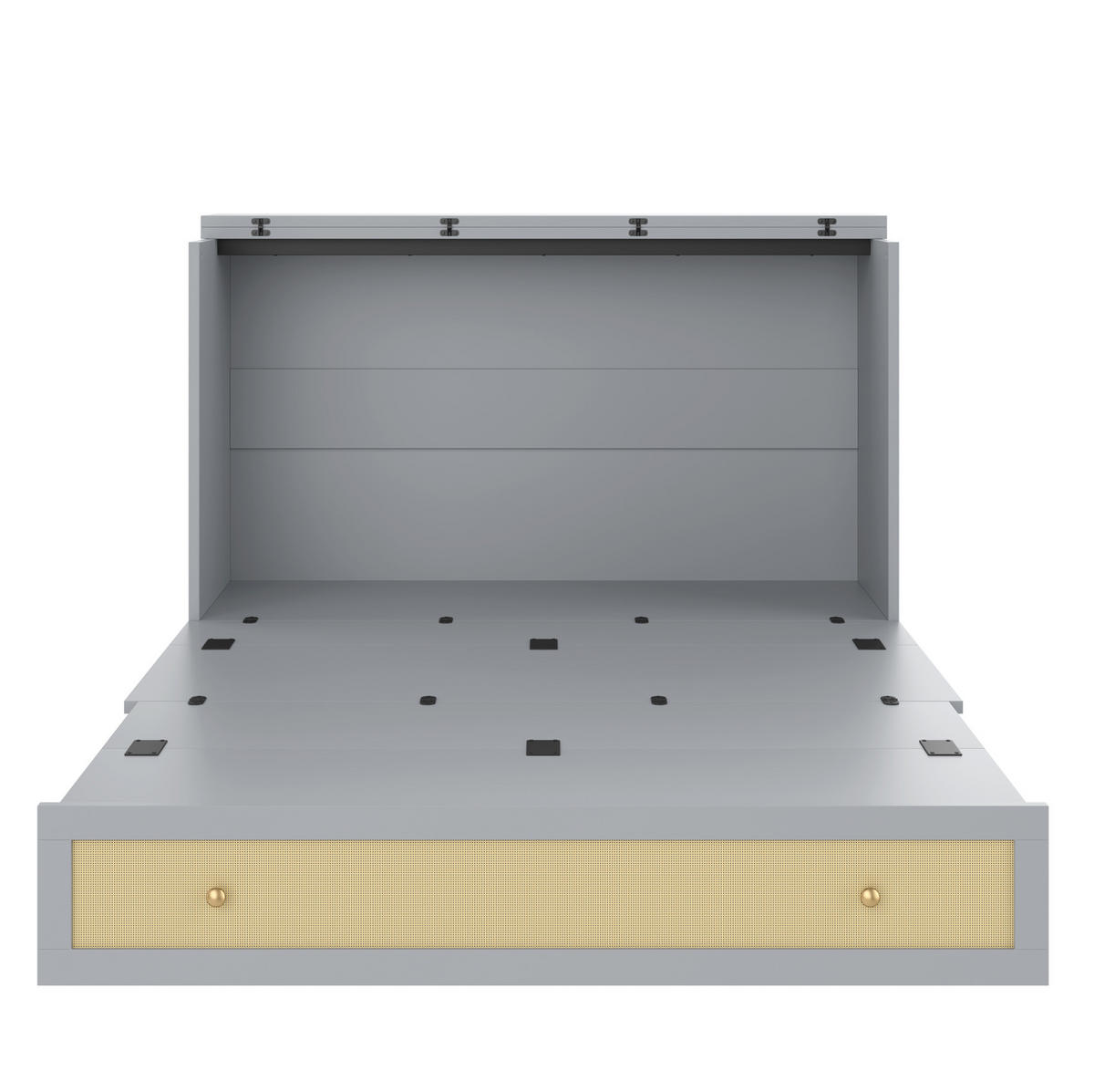 SKŘÍŇOVÁ postel 140/200 cm šedá z MDF s USB, zásuvkou a úložnými zásuvkami - šedá, kompozitní dřevo (140/200cm) - OKWISH
