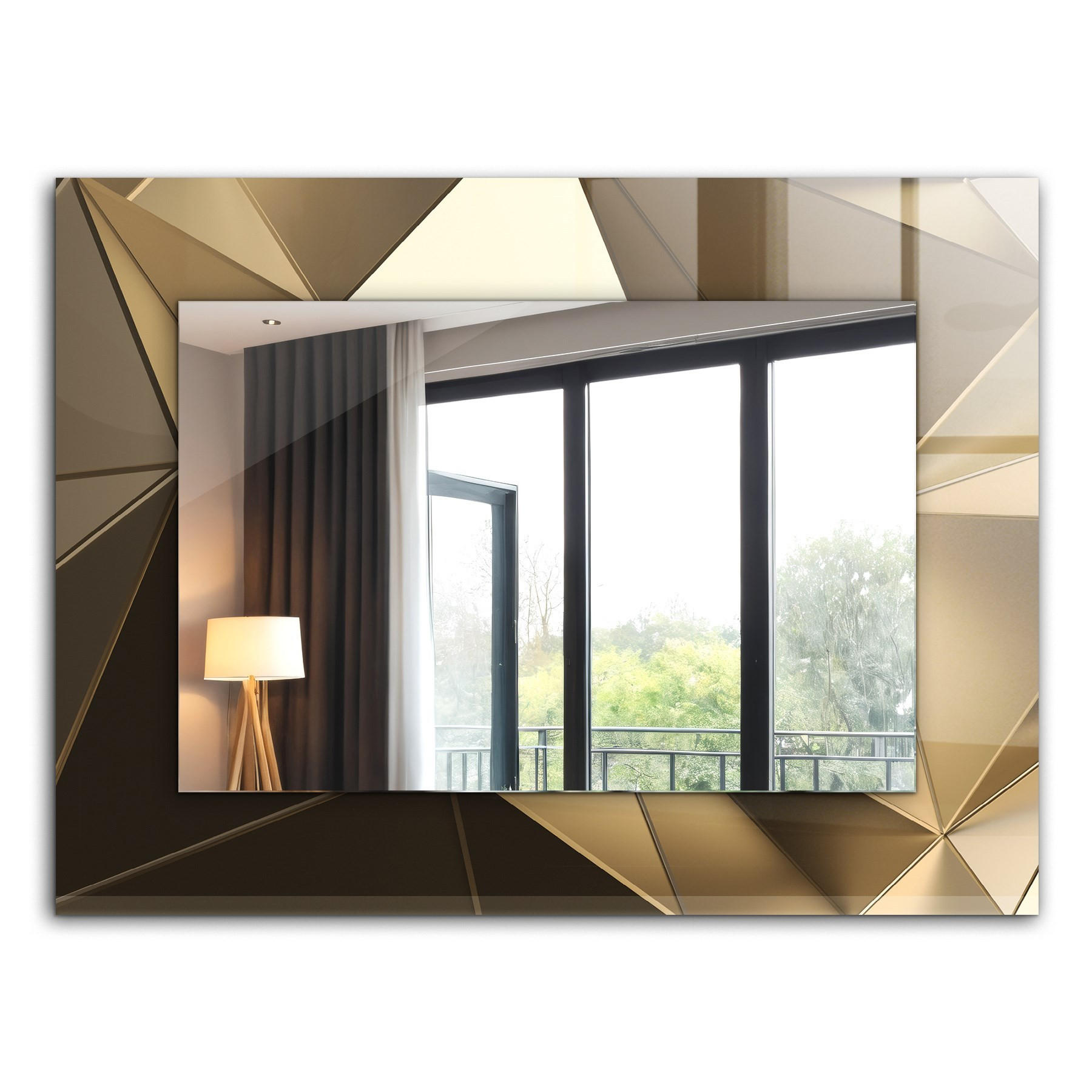SPIEGEL 80 x 60 cm Rechteckig mit Aufdruck - Goldfarben, Glas (80/60/0.4cm) - TULUP