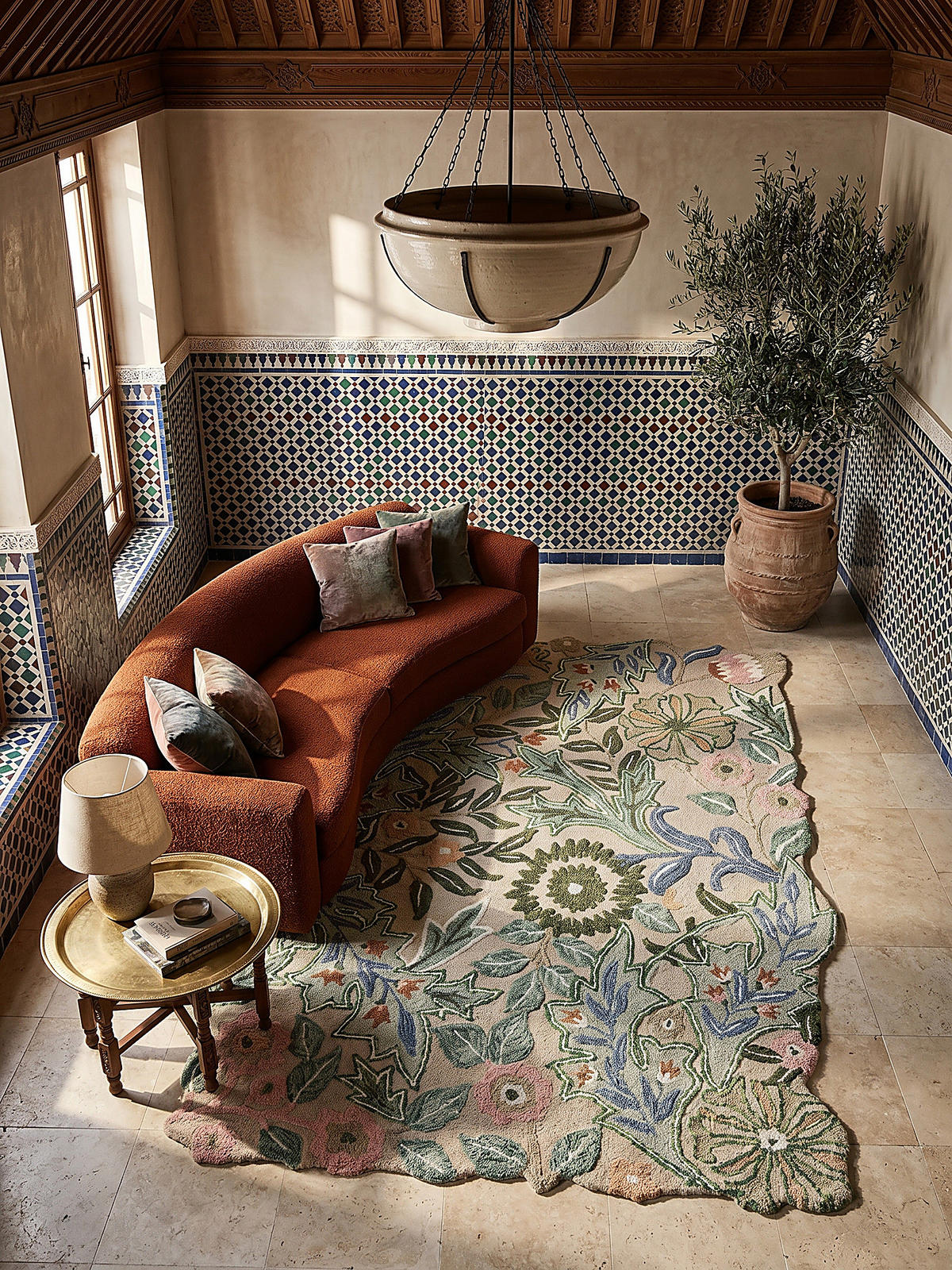 WOLLTEPPICH CHAR, floral, Grün, 200 x 290 cm - Grün, Textil (200/290cm) - KADIMA DESIGN