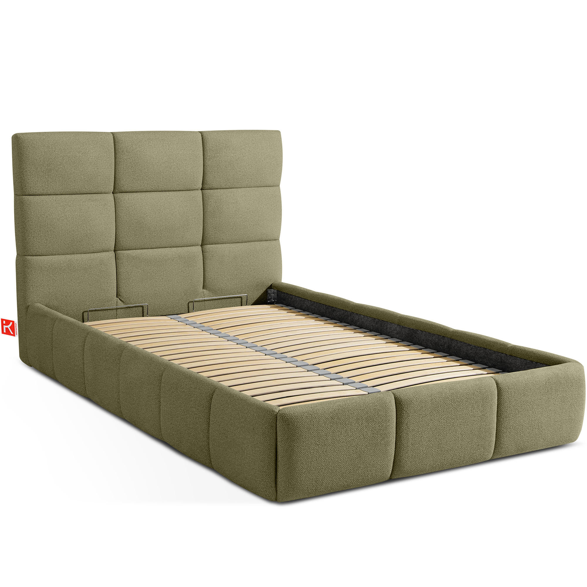 POLSTERBETT ALTOS Einzelbett, Bouclé, grün - Grün, Holz/Holzwerkstoff (120/200cm) - KONSIMO®