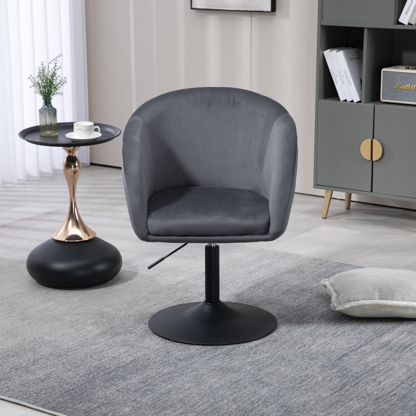LOUNGESESSEL JAMAIKA mit Armlehnen Samt - Dunkelgrau, Textil (59/95/59cm) - SVITA