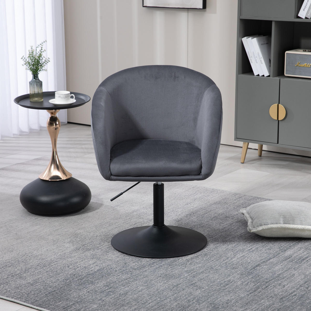 LOUNGESESSEL JAMAIKA mit Armlehnen Samt - Dunkelgrau, Textil (59/95/59cm) - SVITA