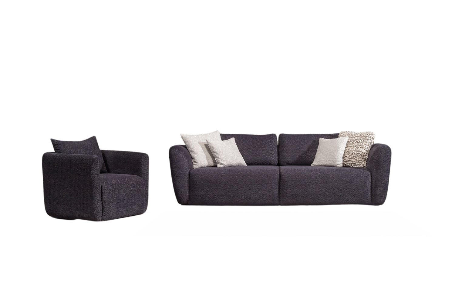 SITZGARNITUR Energy Grau-Seidengrau Stellvariante:2+1 - Braun, Holz (210/93/100cm) - Villa Möbel