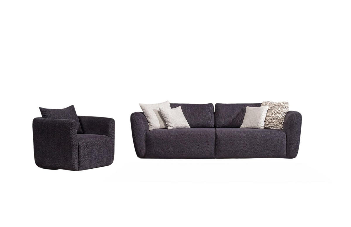 SITZGARNITUR Energy Grau-Seidengrau Stellvariante:2+1 - Braun, Holz (210/93/100cm) - Villa Möbel