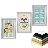 WANDBILDER 3er Set - 20x30 cm Silberner Rahmen - Illustrationen von Küchen im mediterranen Stil - Silberfarben, Kunststoff (20/30cm) - ArtPrintCave