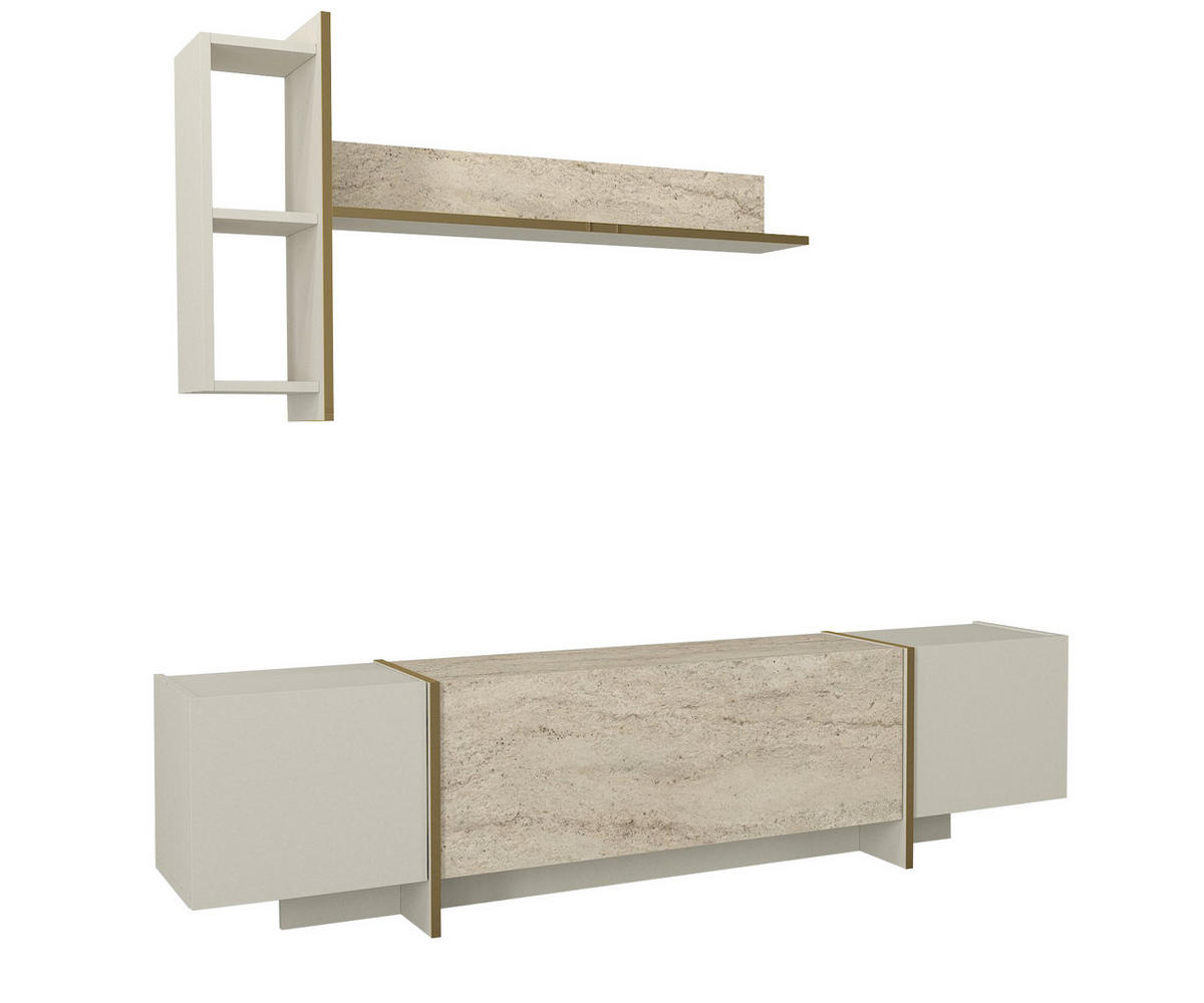 WOHNWAND Veyron Beige Granit Optik - Beige, Holzwerkstoff (180/45/32cm) - moebel17